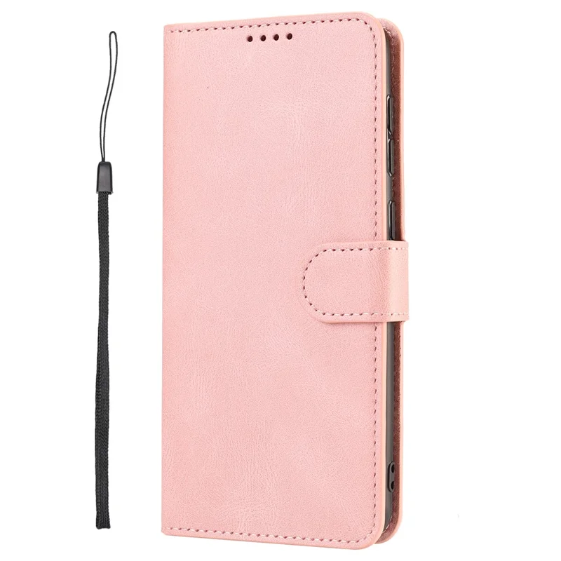 Stand Wallet Cover for Realme 10 4G Drop Resistant PU Leather Phone Case with Strap - Pink