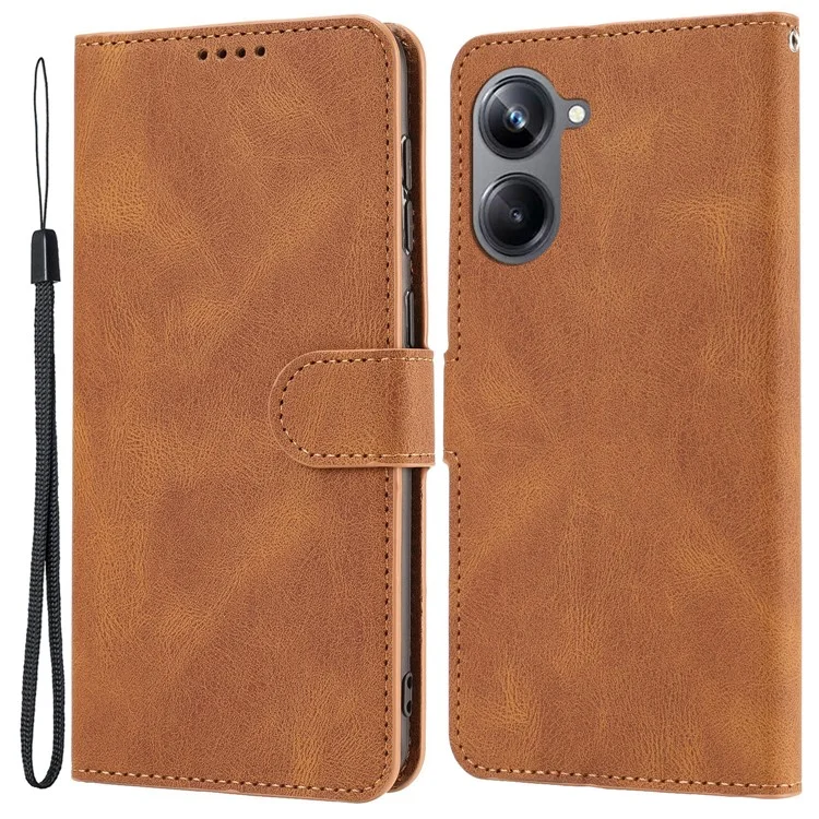 Per Realme 10 Pro 5G Custodia Wallet Phone Case Anti-Drop Custodia in pelle per telefono con cinturino - Marrone