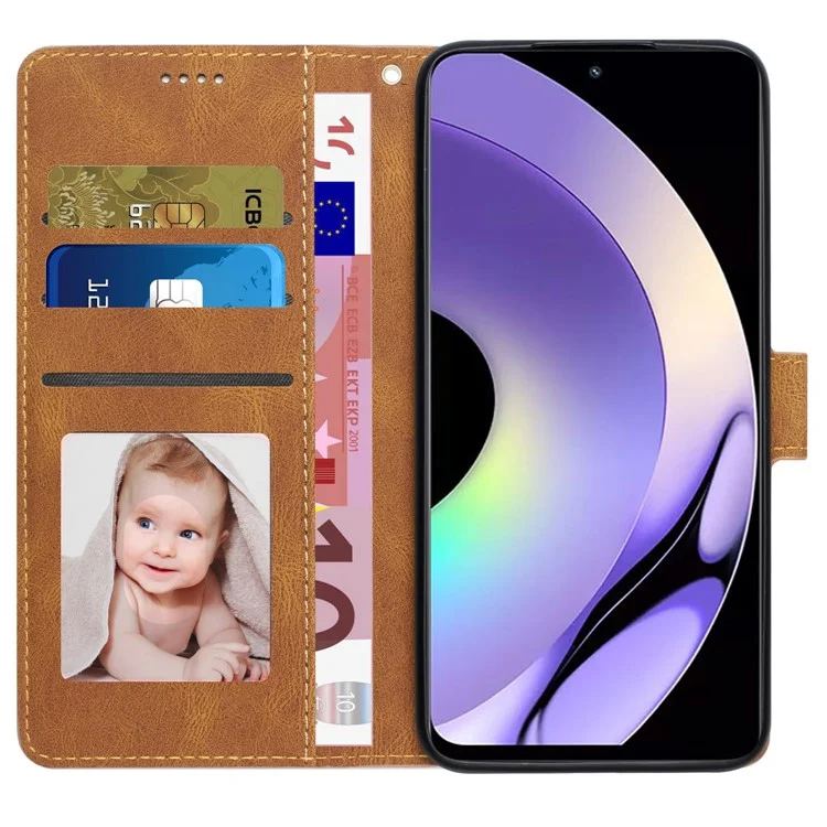 Per Realme 10 Pro 5G Custodia Wallet Phone Case Anti-Drop Custodia in pelle per telefono con cinturino - Marrone