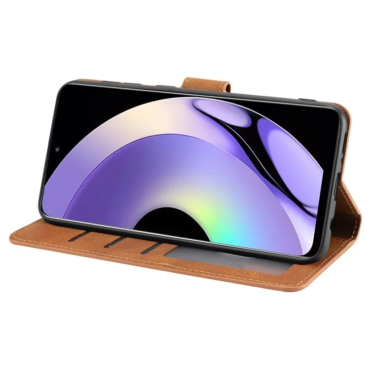Per Realme 10 Pro 5G Custodia Wallet Phone Case Anti-Drop Custodia in pelle per telefono con cinturino - Marrone