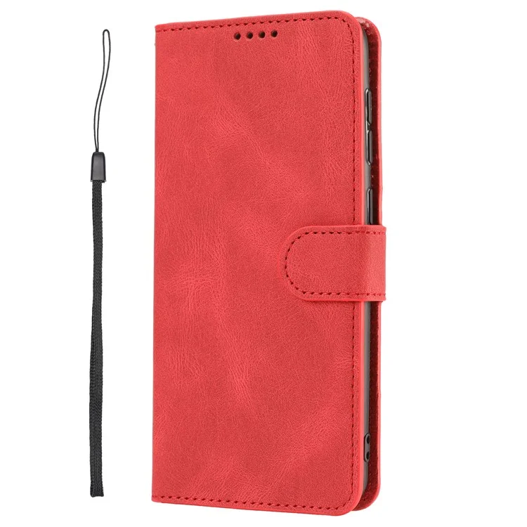 For Realme 10 Pro 5G Wallet Phone Case Anti-Drop Leather Phone Cover with Strap - Red