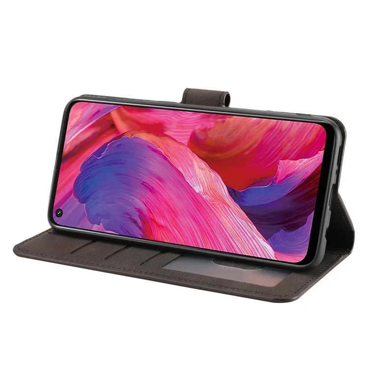 For Oppo A54 5G / A74 5G / A93 5G / OnePlus Nord N200 5G Phone Case Stand PU Leather Flip Wallet Cover - Black