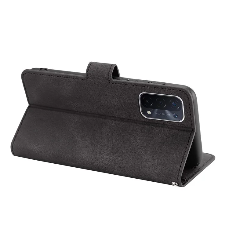 For Oppo A54 5G / A74 5G / A93 5G / OnePlus Nord N200 5G Phone Case Stand PU Leather Flip Wallet Cover - Black