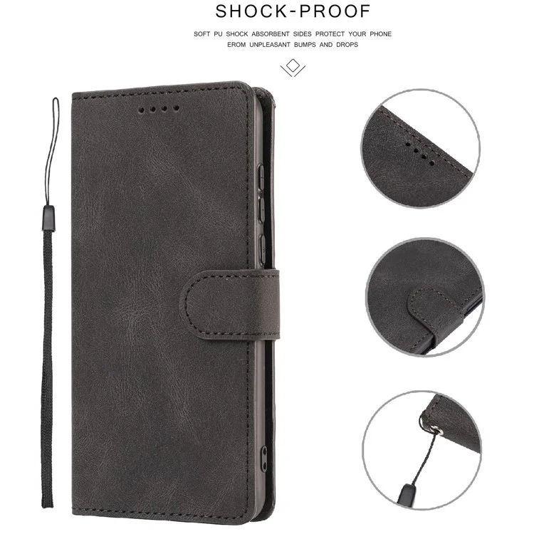 For Oppo A54 5G / A74 5G / A93 5G / OnePlus Nord N200 5G Phone Case Stand PU Leather Flip Wallet Cover - Black