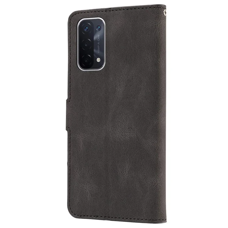 For Oppo A54 5G / A74 5G / A93 5G / OnePlus Nord N200 5G Phone Case Stand PU Leather Flip Wallet Cover - Black