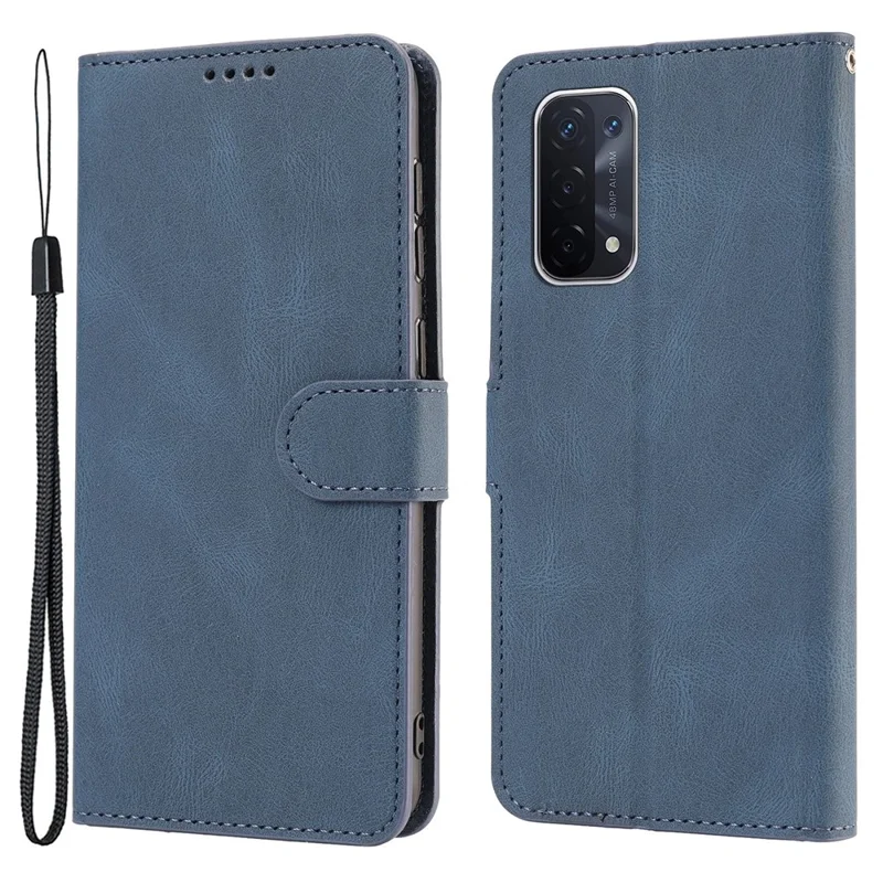 Pour Oppo A54 5G / A74 5G / A93 5G / OnePlus Nord N200 5G Étui de téléphone Support en cuir PU Flip Wallet Cover - Bleu