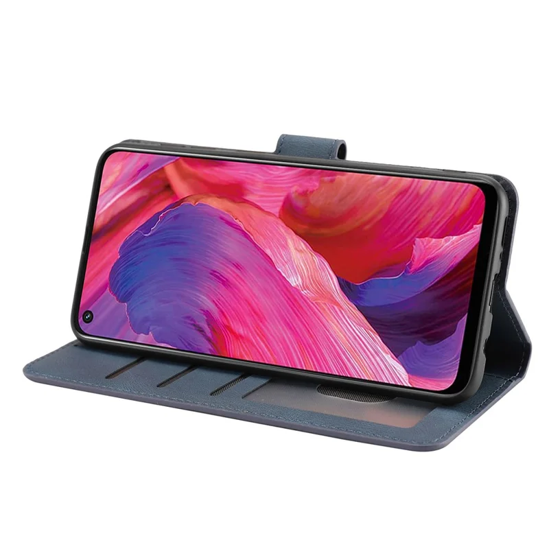 Pour Oppo A54 5G / A74 5G / A93 5G / OnePlus Nord N200 5G Étui de téléphone Support en cuir PU Flip Wallet Cover - Bleu