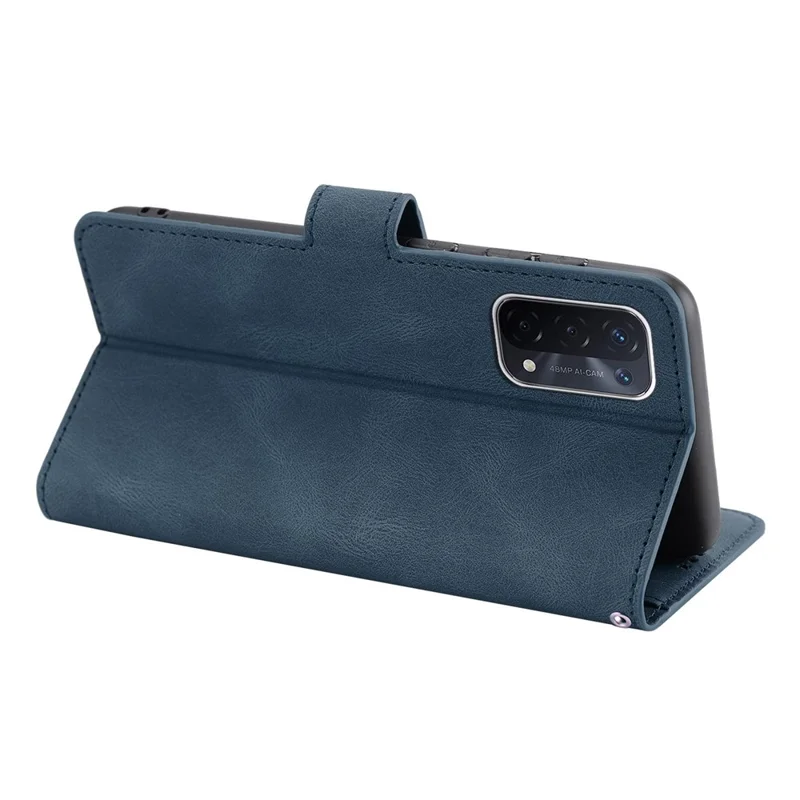 Pour Oppo A54 5G / A74 5G / A93 5G / OnePlus Nord N200 5G Étui de téléphone Support en cuir PU Flip Wallet Cover - Bleu