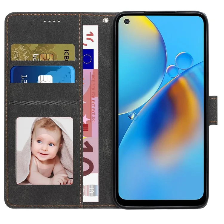 Per Oppo A54 4G / A54s / A55 / A55 5G / A55s 5G / A16 / A16s / A53s 5G / A56 5G Custodia Telefonica in Pelle PU con Supporto - Nera