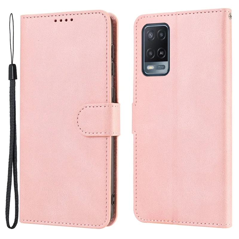 Funda para teléfono Oppo A54 4G / A54s / A55 / A55 5G / A55s 5G / A16 / A16s / A53s 5G / A56 5G - Piel sintética con función de soporte y billetera - Rosa