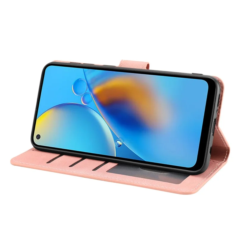 Funda para teléfono Oppo A54 4G / A54s / A55 / A55 5G / A55s 5G / A16 / A16s / A53s 5G / A56 5G - Piel sintética con función de soporte y billetera - Rosa