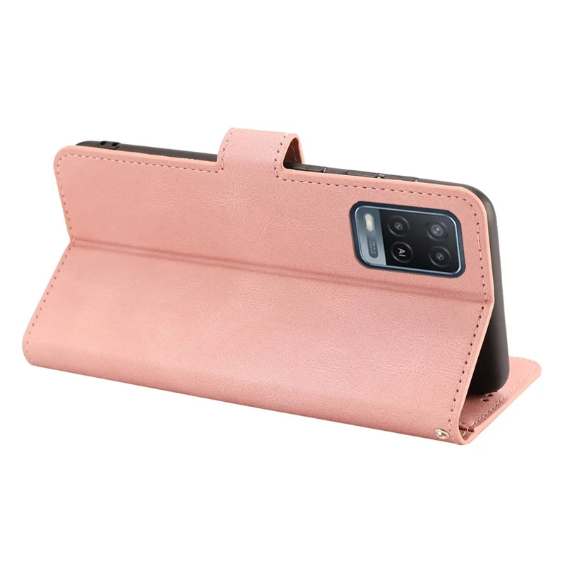 Funda para teléfono Oppo A54 4G / A54s / A55 / A55 5G / A55s 5G / A16 / A16s / A53s 5G / A56 5G - Piel sintética con función de soporte y billetera - Rosa