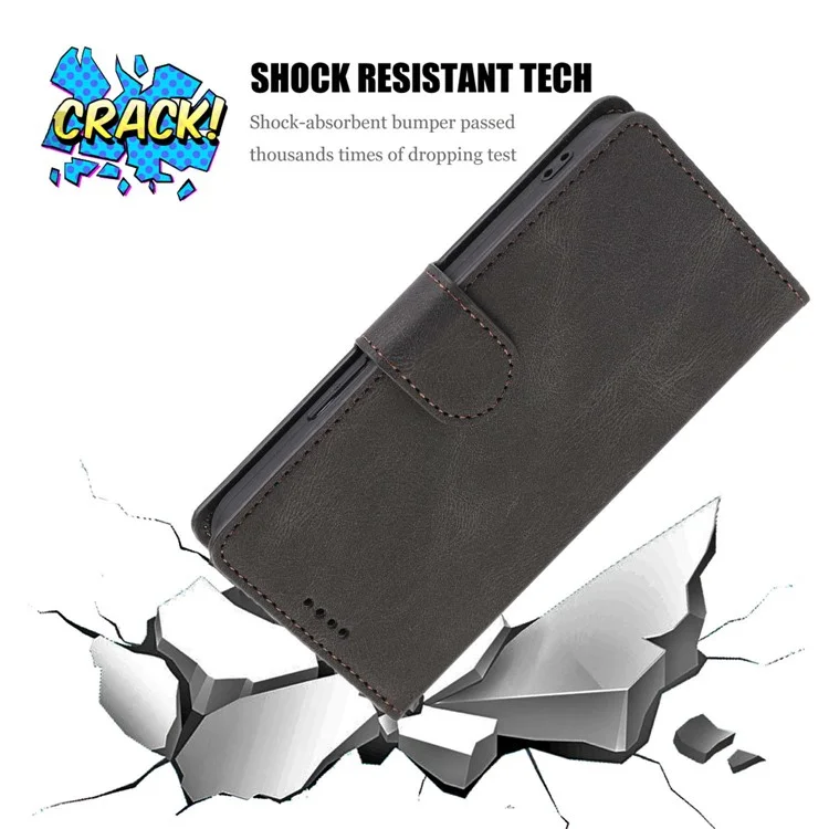 For Samsung Galaxy M14 5G Protective PU Leather Stand Phone Case Wallet Flip Cover with Strap - Black