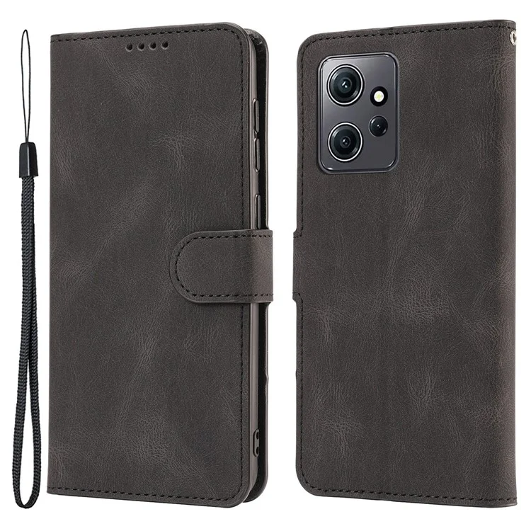 Pour Xiaomi Redmi Note 12 4G PU Cuir Folio Flip Cover Fermeture Magnétique Portefeuille Support Étui de Téléphone - Noir