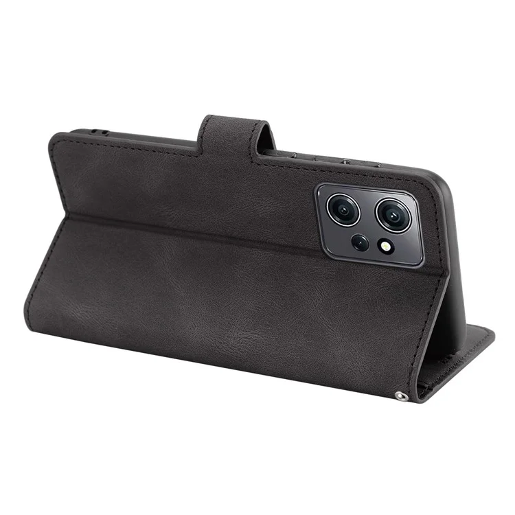 Pour Xiaomi Redmi Note 12 4G PU Cuir Folio Flip Cover Fermeture Magnétique Portefeuille Support Étui de Téléphone - Noir