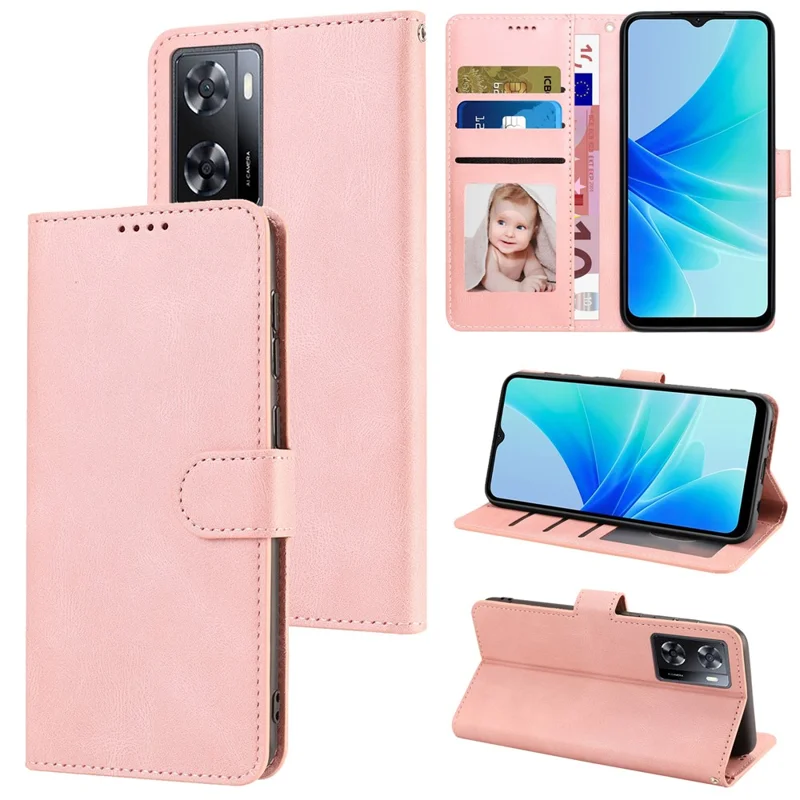 Чехол из искусственной кожи для Oppo A57 4G / A77 4G / A57s 4G / A57e 4G / A77s 4G / OnePlus Nord N20 SE 4G, бумажник, подставка, флип-чехол для телефона - розовый