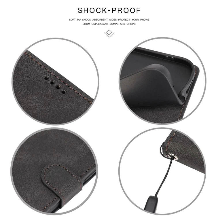 Custodia Portafoglio in Pelle PU Resistente agli Urti per Samsung Galaxy M13 5G - Nero