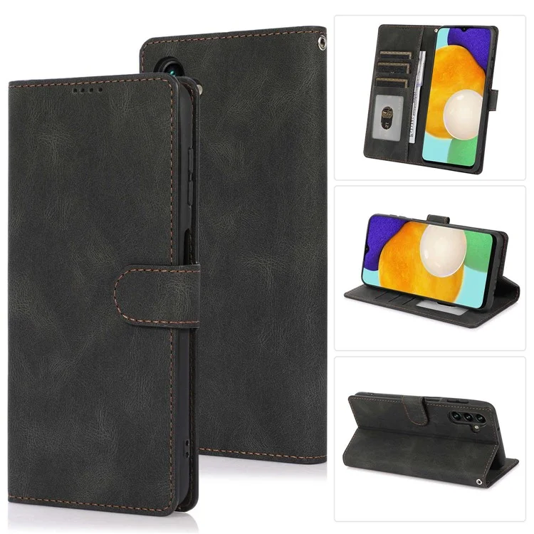 Custodia Portafoglio in Pelle PU Resistente agli Urti per Samsung Galaxy M13 5G - Nero
