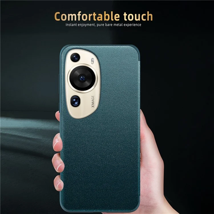 Coque de téléphone Huawei P60 Art View Window Design Flip Cover Anti-chute en cuir PU TPU Acrylique - Bleu