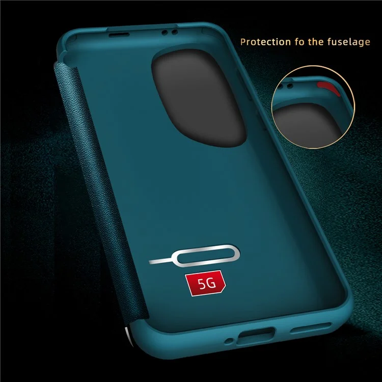 Coque de téléphone Huawei P60 Art View Window Design Flip Cover Anti-chute en cuir PU TPU Acrylique - Bleu
