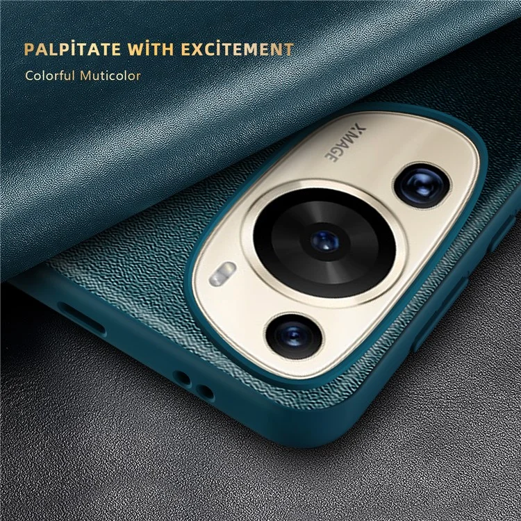 Coque de téléphone Huawei P60 Art View Window Design Flip Cover Anti-chute en cuir PU TPU Acrylique - Bleu