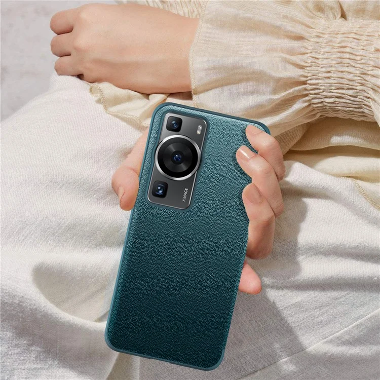 Para Huawei P60 Funda Anti-Caída Vista de Ventana Cuero PU Flip Cover Funda de Teléfono TPU Acrílico - Azul