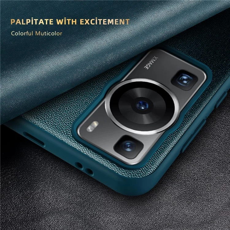 Para Huawei P60 Funda Anti-Caída Vista de Ventana Cuero PU Flip Cover Funda de Teléfono TPU Acrílico - Azul