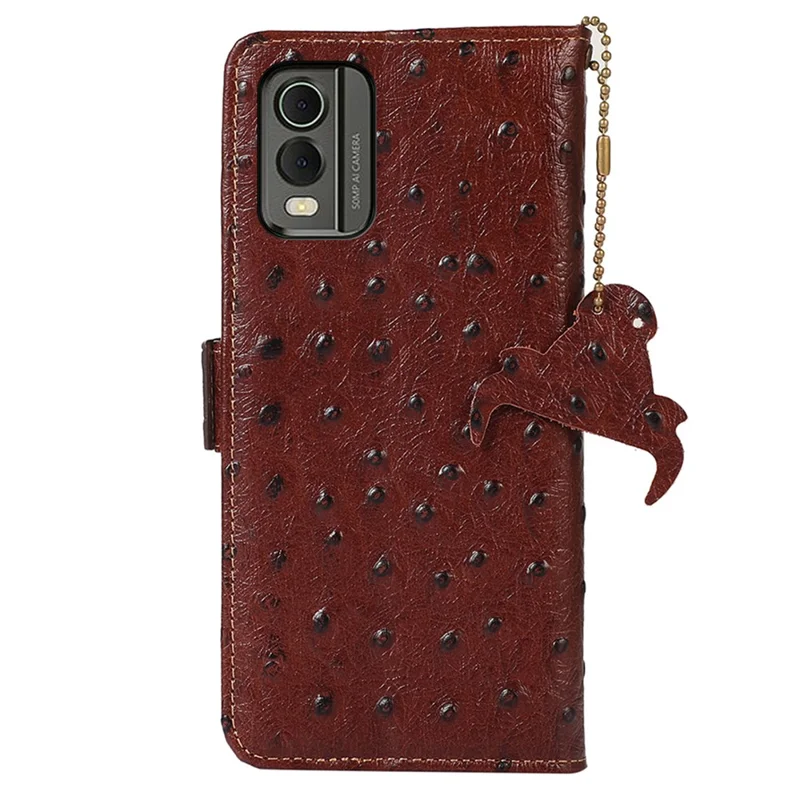 Custodia Portafoglio per Nokia C32, Custodia Protettiva in Vera Pelle con Tecnologia RFID Blocking e Supporto - Colore Caffè