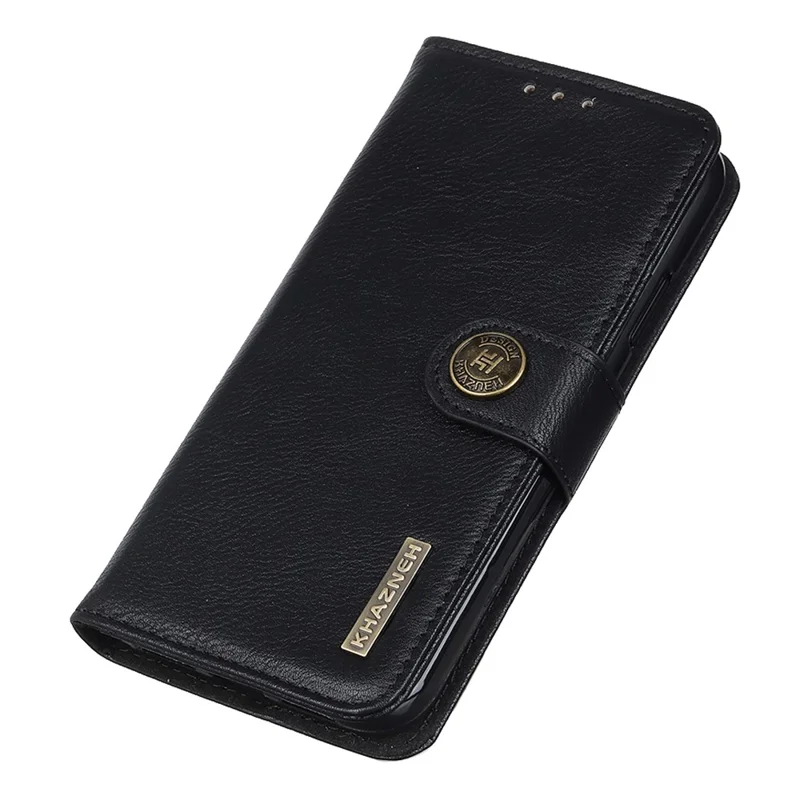 KHAZNEH لجهاز Xiaomi Redmi Note 12 Turbo / Poco F5 5G غطاء جلد بحامل ومحفظة بملمس جلد البقر - أسود