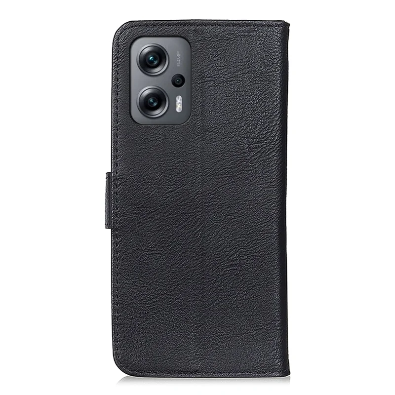 KHAZNEH لجهاز Xiaomi Redmi Note 12 Turbo / Poco F5 5G غطاء جلد بحامل ومحفظة بملمس جلد البقر - أسود