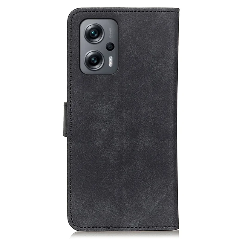 KHAZNEH For Xiaomi Redmi Note 12 Turbo / Poco F5 5G PU Leather Phone Cover Retro Texture Wallet Stand Case - Black