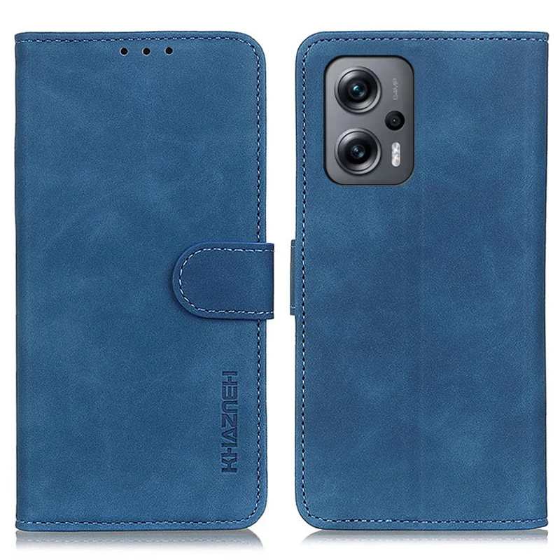 KHAZNEH For Xiaomi Redmi Note 12 Turbo / Poco F5 5G PU Leather Phone Cover Retro Texture Wallet Stand Case - Blue