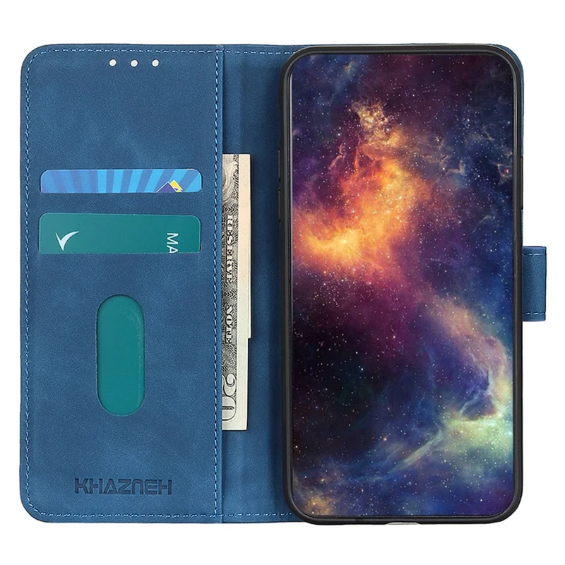 KHAZNEH For Xiaomi Redmi Note 12 Turbo / Poco F5 5G PU Leather Phone Cover Retro Texture Wallet Stand Case - Blue