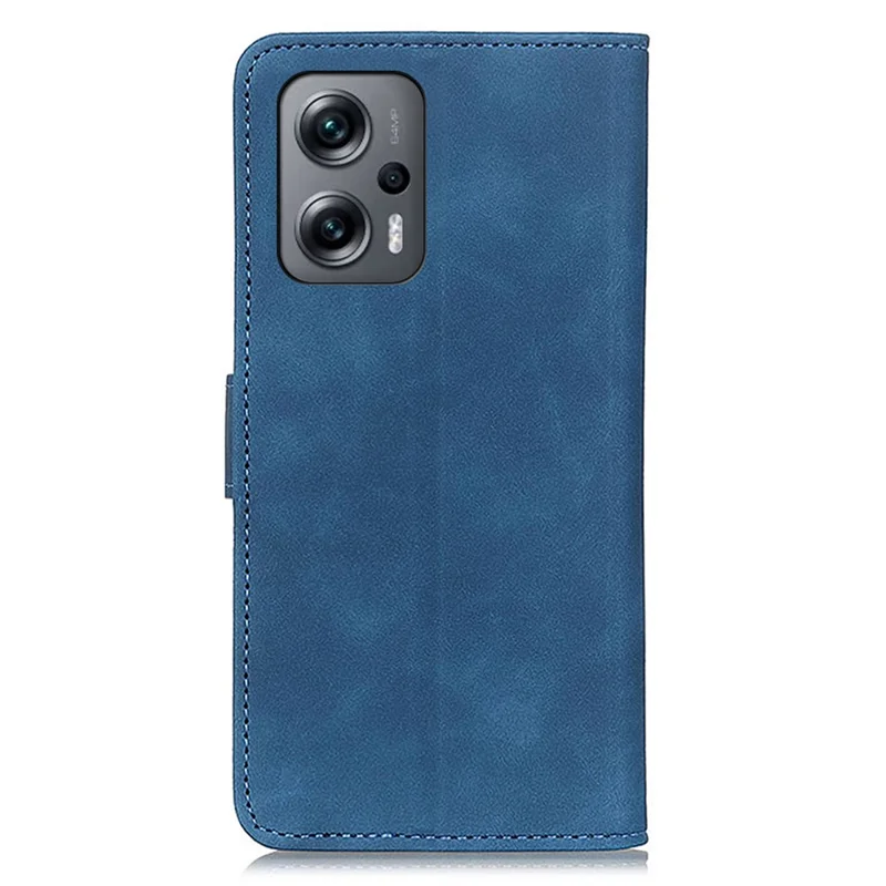 KHAZNEH For Xiaomi Redmi Note 12 Turbo / Poco F5 5G PU Leather Phone Cover Retro Texture Wallet Stand Case - Blue
