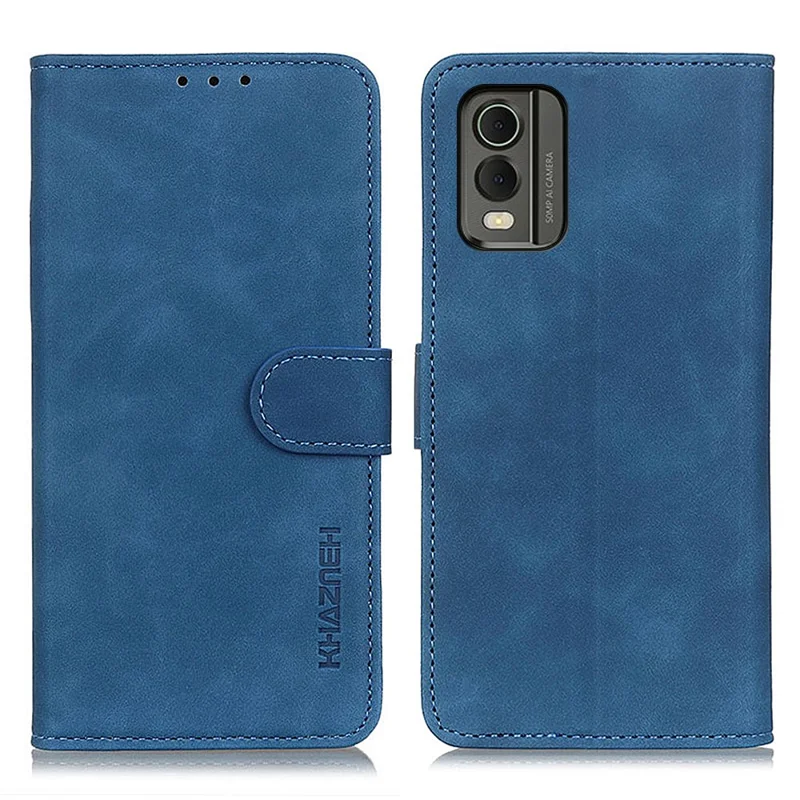 KHAZNEH For Nokia C32 Retro Texture Phone Leather Case Wallet Stand Protective Cover - Blue