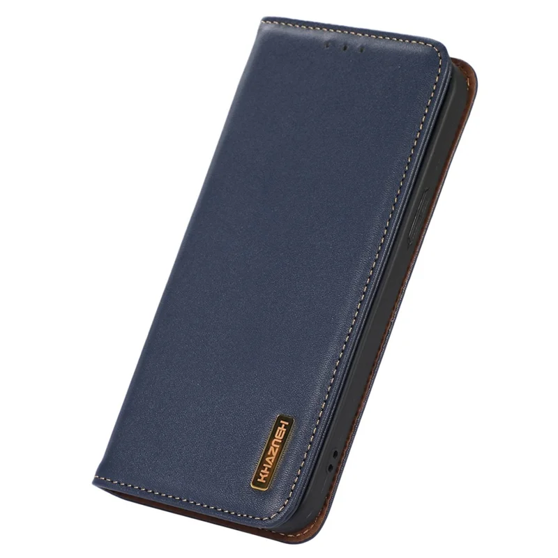 KHAZNEH For Nokia C32 RFID Blocking Case Genuine Cowhide Leather Stand Wallet Phone Cover - Blue