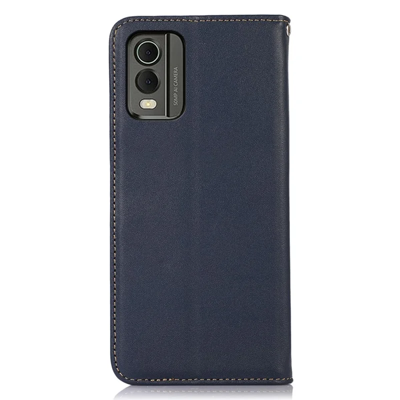 KHAZNEH For Nokia C32 RFID Blocking Case Genuine Cowhide Leather Stand Wallet Phone Cover - Blue