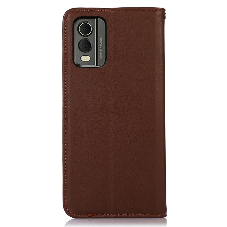 KHAZNEH Para Nokia C32 Funda de Billetera con Bloqueo RFID de Cuero de Vaca Genuino - Marrón