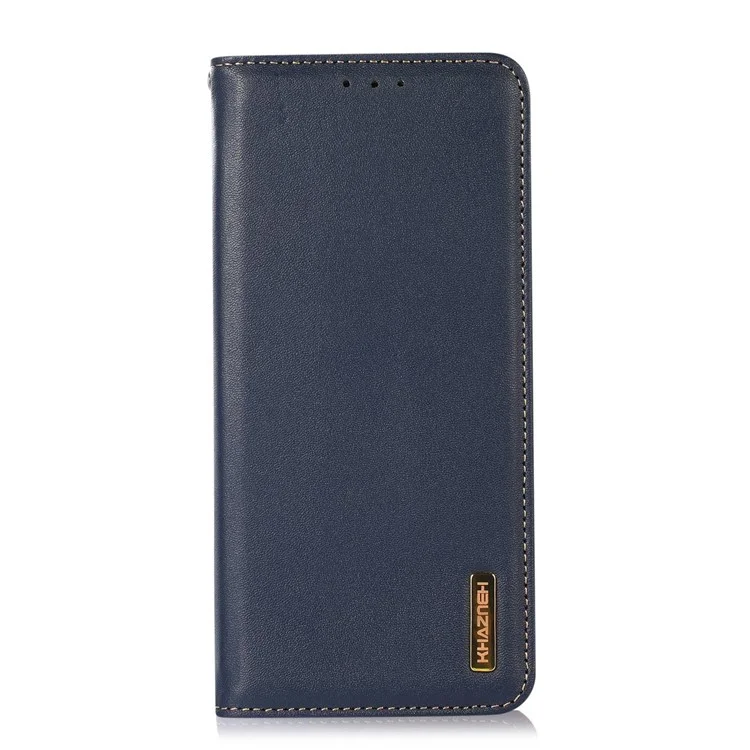 KHAZNEH Pour Motorola ThinkPhone 5G Étui Téléphone Blocage RFID Véritable Cuir de Vache Support Portefeuille Étui - Bleu
