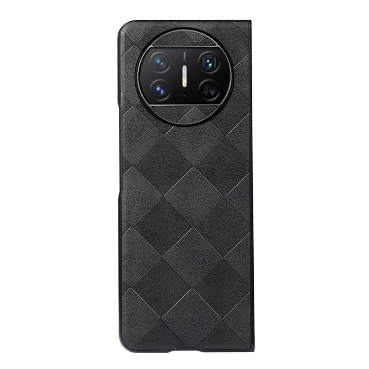 Per Huawei Mate X3 5G Custodia per telefono con trama a griglia Rivestimento in pelle PC Custodia per telefono cellulare - Nero