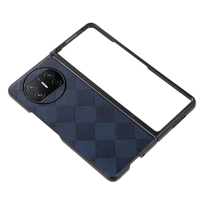 For Huawei Mate X3 5G Grid Texture Phone Case Leather Coated PC Cell Phone Cover - Blue