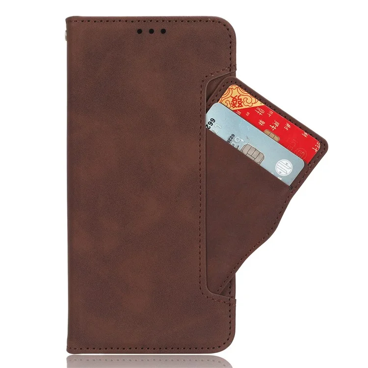 For Vodafone Smart T23 Wallet Phone Case Multiple Card Slots Phone Shell Leather Flip Cover with Stand - Brown