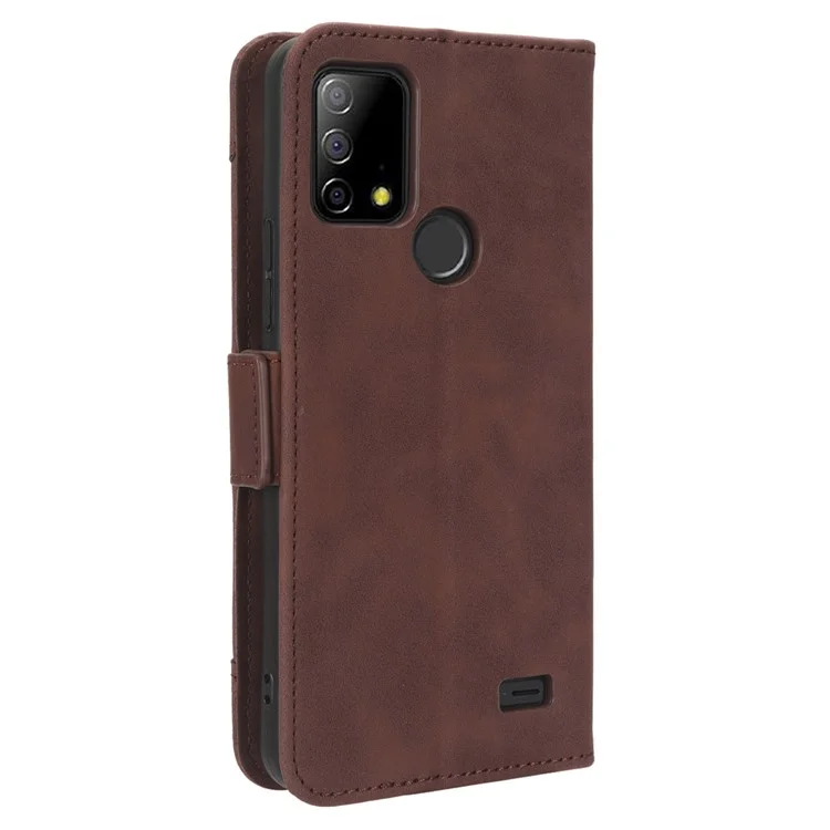 For Vodafone Smart T23 Wallet Phone Case Multiple Card Slots Phone Shell Leather Flip Cover with Stand - Brown