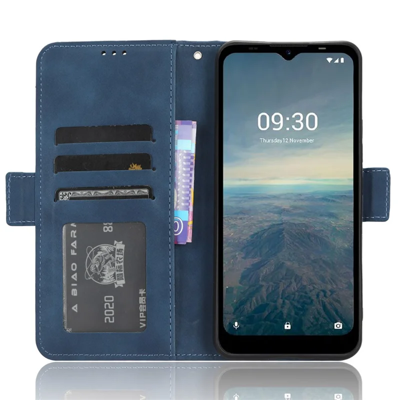 For Vodafone Smart T23 Wallet Phone Case Multiple Card Slots Phone Shell Leather Flip Cover with Stand - Blue