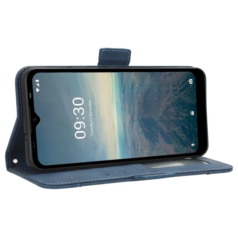 For Vodafone Smart T23 Wallet Phone Case Multiple Card Slots Phone Shell Leather Flip Cover with Stand - Blue