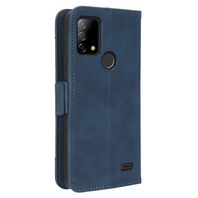 For Vodafone Smart T23 Wallet Phone Case Multiple Card Slots Phone Shell Leather Flip Cover with Stand - Blue