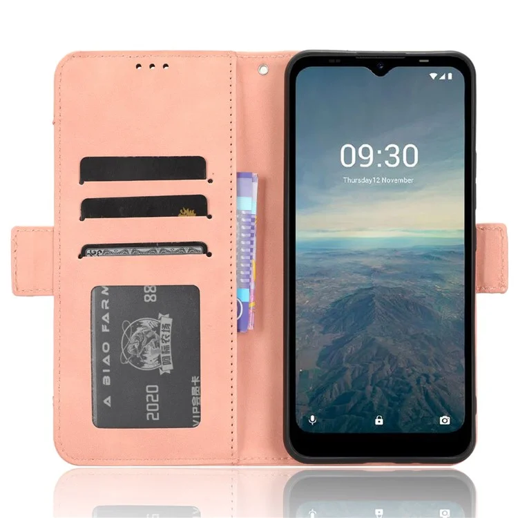 For Vodafone Smart T23 Wallet Phone Case Multiple Card Slots Phone Shell Leather Flip Cover with Stand - Pink
