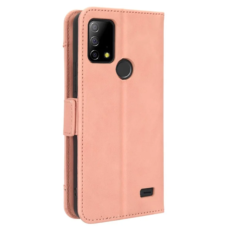 For Vodafone Smart T23 Wallet Phone Case Multiple Card Slots Phone Shell Leather Flip Cover with Stand - Pink