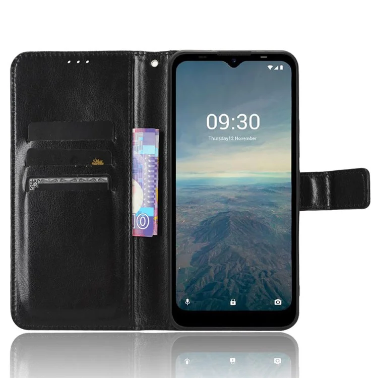 Pour Vodafone Smart T23 Crazy Horse Texture Wallet Case PU Leather Stand Folio Flip Phone Cover - Noir
