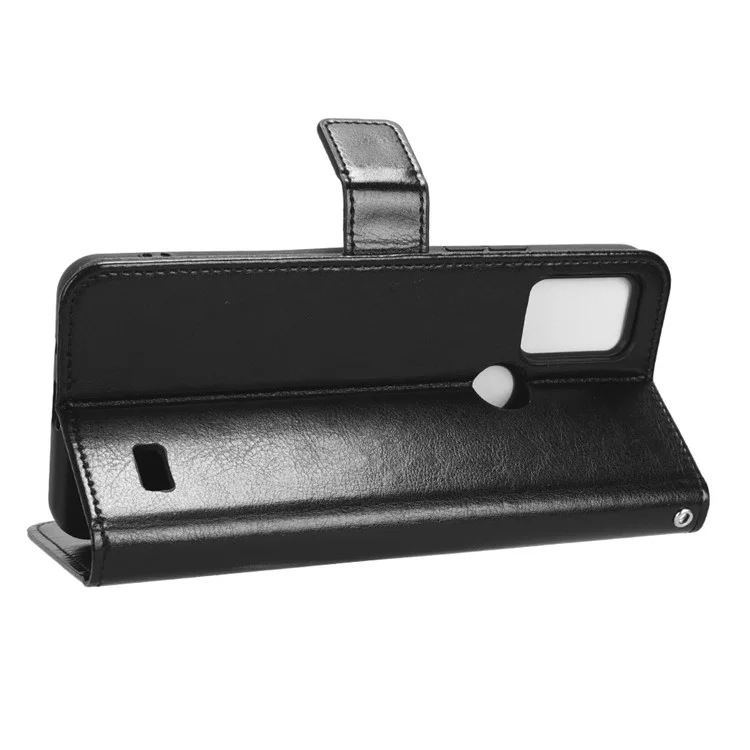 Pour Vodafone Smart T23 Crazy Horse Texture Wallet Case PU Leather Stand Folio Flip Phone Cover - Noir